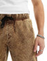 Liquor N Poker acid wash jump cord relaxed trouser in brown