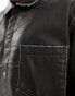 Bershka faux leather washed jacket in gunmetal grey M - фото #8