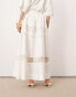 ASOS EDITION crochet trim maxi skirt in white