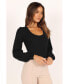 Womens Daphne Crewneck Bubble Sleeve Knit Sweater