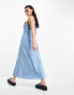 Фото #4 товара Selected Femme halterneck denim maxi dress in blue