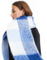 Pieces super soft tassel scarf in calming blue check