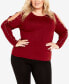 Фото #1 товара Plus Size Cold Shoulder Round Neck Sweater