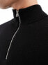 ONLY & SONS ribbed half zip jumper in black