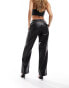 Фото #6 товара Only faux leather straight leg trousers in black