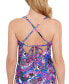 Фото #2 товара Juniors' Floral-Print V-Wire Tankini Top, Created for Macy's