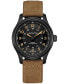 ფოტო #1 პროდუქტის Men's Swiss Automatic Khaki Field Brown Leather Strap Watch 42mm