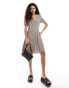 Monki button through mini dress with v neck in wave print Wellenmuster, L - EU 46-48 - фото #1