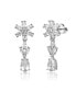 ფოტო #1 პროდუქტის Sterling Silver with Cubic Zirconia Cluster Snowflake Formal Dangle Earrings