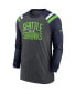Фото #2 товара Men's Heathered Charcoal, College Navy Seattle Seahawks Tri-Blend Raglan Athletic Long Sleeve Fashion T-shirt