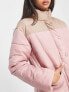 Фото #7 товара Wednesday's Girl high neck puffer jacket in pink contrast