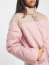 Wednesday's Girl high neck puffer jacket in pink contrast