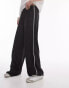 Фото #1 товара Topshop crinkle plisse side stripe trouser in mono