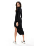 Фото #5 товара Mango loop collar knitted midi dress in black