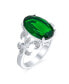 ფოტო #5 პროდუქტის Fleur De Lis Pave Accent AAA CZ Estate Large Oval Solitaire 7CT Cubic Zirconia Simulated Emerald Green Cocktail Statement Ring For Women