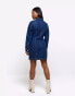 Фото #4 товара River Island Petite denim mini dress in dark blue