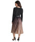 Women's Ombré Belted Pleat-Skirt Long-Sleeve Dress