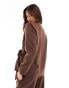 Pieces wrap front blazer co-ord in chocolate brown