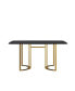 Фото #10 товара 63" Modern Artificial Stone Black Curved Golden Metal Leg Dining Table -6 People