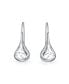 Carved Etched Puffed Pear Shaped Rain Drop Teardrop Earrings For Women Fishhook Sterling Silver 1.75 Inch