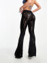 Фото #2 товара COLLUSION mid rise flared crochet beach trouser in black