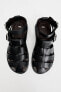 Leather track sole cage sandals