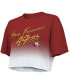 ფოტო #3 პროდუქტის Women's Threads George Kittle Scarlet, White San Francisco 49ers Drip-Dye Player Name and Number Tri-Blend Crop T-shirt