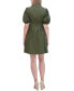 ფოტო #2 პროდუქტის Women's Cotton Bubble-Sleeve Shirtdress