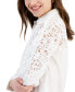 Фото #3 товара Women's Lace Sleeve Button-Down Top