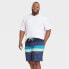 Фото #2 товара Men's Big & Tall 10" Ocean Striped Swim Shorts - Goodfellow & Co Dark Blue 44