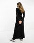 ASOS DESIGN drape dress with grown on neck and self tie in black