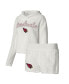 Фото #1 товара Women's White Arizona Cardinals Fluffy Pullover Sweatshirt and Shorts Sleep Set