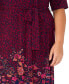 ფოტო #5 პროდუქტის Plus Size Printed V-Neck Tie-Waist Short-Sleeve Dress