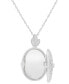 ფოტო #4 პროდუქტის Cubic Zirconia Oval Floral Locket Pendant Necklace in Sterling Silver