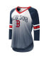 Фото #1 товара Women's White, Navy Boston Red Sox Lead-Off Raglan 3/4-Sleeve V-Neck T-shirt