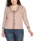 Plus Size Tipped Textured-Stich Cardigan Sweater Mochaccino/Black, 1X - фото #1