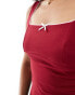 ASOS DESIGN structured cami top with contrast bow detail in wine weinrot, M - EU 40-42 - фото #3