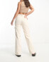 DTT Tall Molly high waist wide leg cargo jeans in ecru