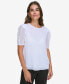 Women's Elbow-Length Button-Sleeve Top