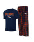 Фото #1 товара Men's Navy, Orange Denver Broncos Arctic T-shirt and Pajama Pants Sleep Set