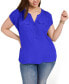 Фото #1 товара Plus Size Woven-Front V-Neck Top, Created for Macy's