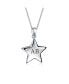 Initial Letter Minimalist Alphabet American USA Patriotic Celestial Rock Star Super Dangling Star Pendant Necklace For Women For .925 Sterling Silver
