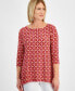 Petite Francesca Foulard Printed Jacquard 3/4-Sleeve Swing Top, Created for Macy's