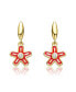 ფოტო #2 პროდუქტის Kids 14k Gold Plated Red Enamel Dangle Star Flower Earrings