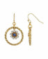 Серьги 2028 Gold-tone Blue Crystal Flower Hoop - фото #1