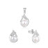 Elegant silver jewelry set with real pearls AGSET220PL (pendant, earrings)