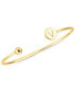 ფოტო #1 პროდუქტის Initial Elle Cuff Bangle Bracelet in 14K Gold-Plated Sterling Silver