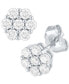 ფოტო #1 პროდუქტის Diamond Cluster Stud Earrings (1/2 ct. t.w.) in Sterling Silver