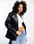 Фото #1 товара ASOS DESIGN longline oversized faux leather biker jacket in black