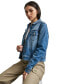 Фото #3 товара Women's Button-Down Denim Trucker Jacket